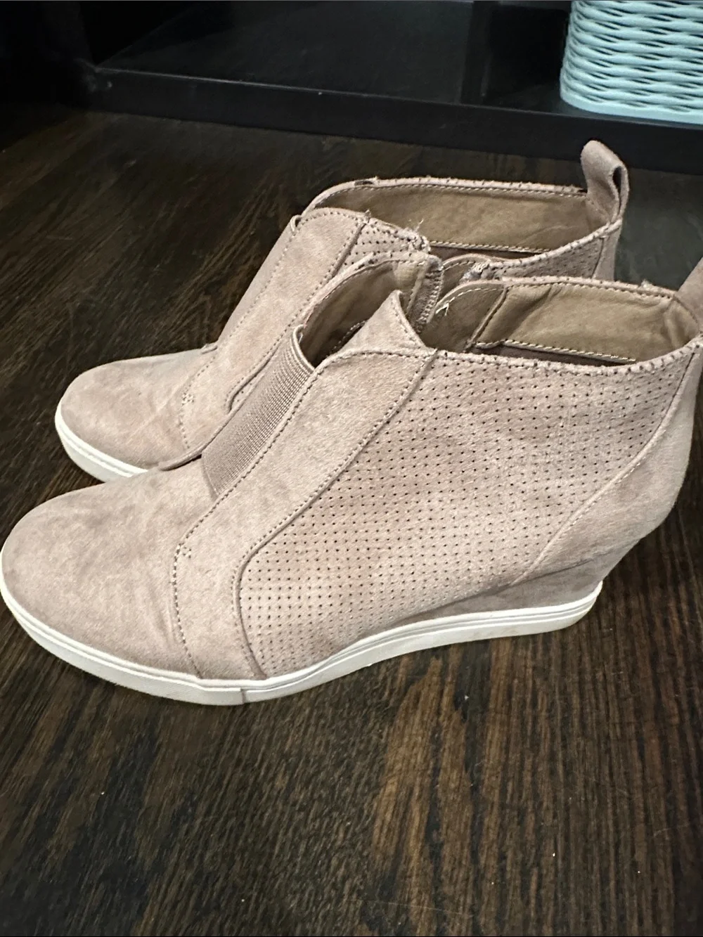 a new day Taupe Suede Wedge Sneakers